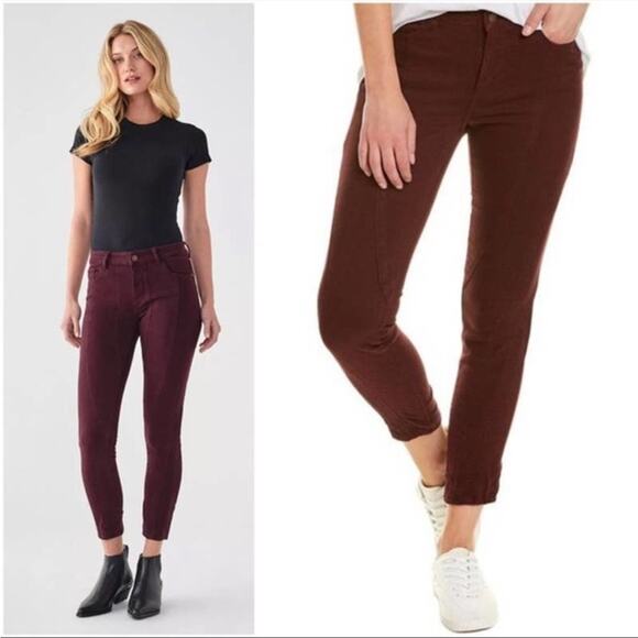 DL1961 Florence Ankle Skinny Jeans Burgundy Crop 25 EUC - Picture 1 of 10